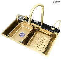 Πολυτελής χρυσός νεροχύτης κουζίνας με πολλαπλές λειτουργίες και οθόνη - DD487